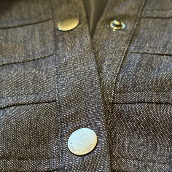 Calvin Klein Sheath Dress Size 2 Black Denim Sleeveless Snap Button Business - Picture 6 of 10